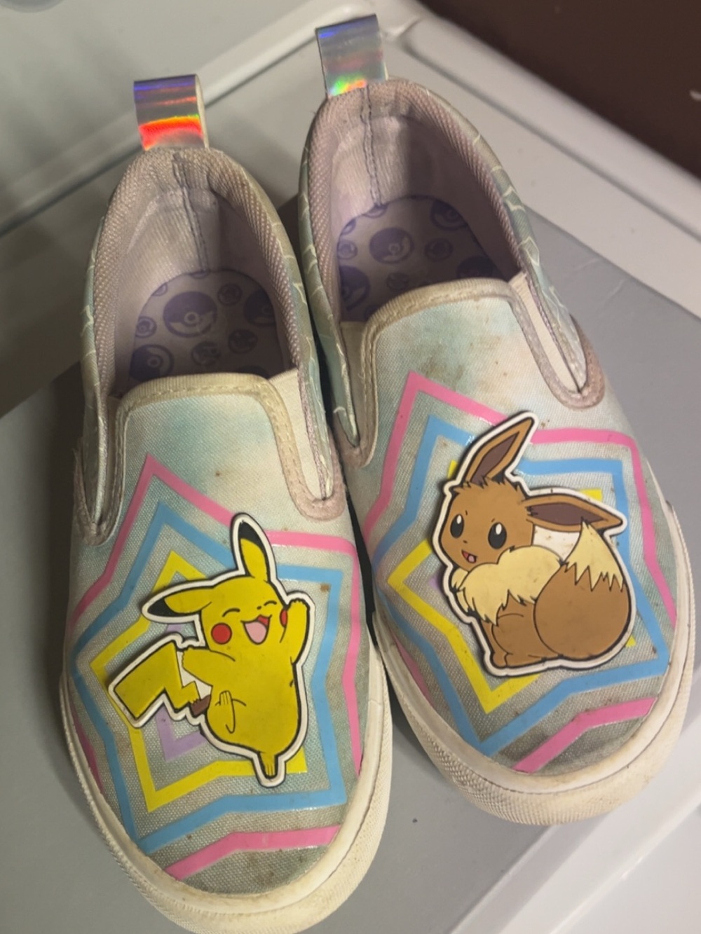 GROUND UP  Pikachu & Eevee Slip-On Sneakers SIZE 1 LITTLE KIDS